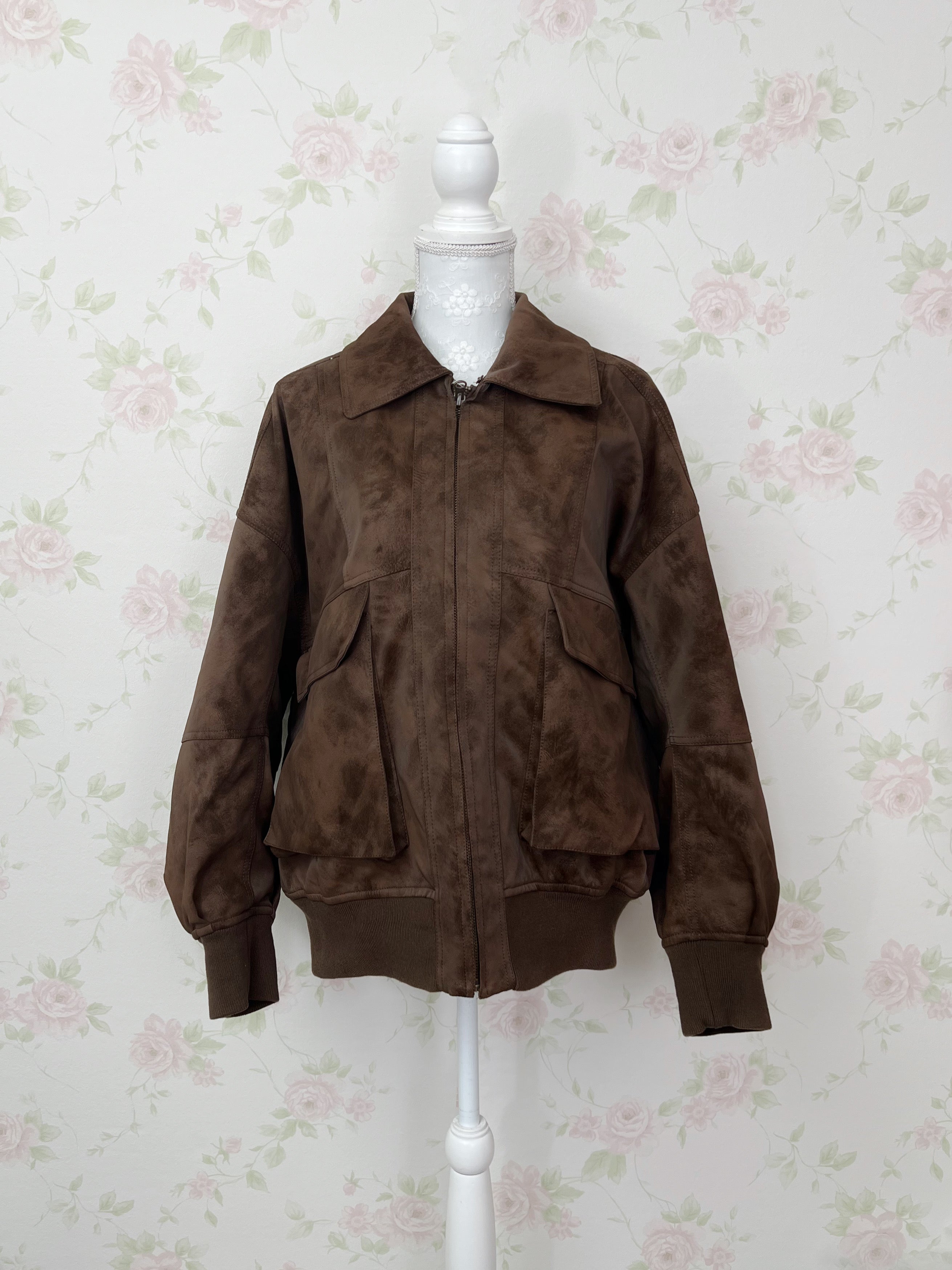 FREAK'S  STORE Boyfriend’s Synthetic Leather Jacket (Brown)