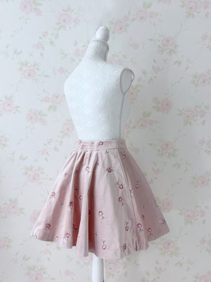 mille fille closet by LODISPOTTO Velvet Petite Rose Embroidery Skirt
