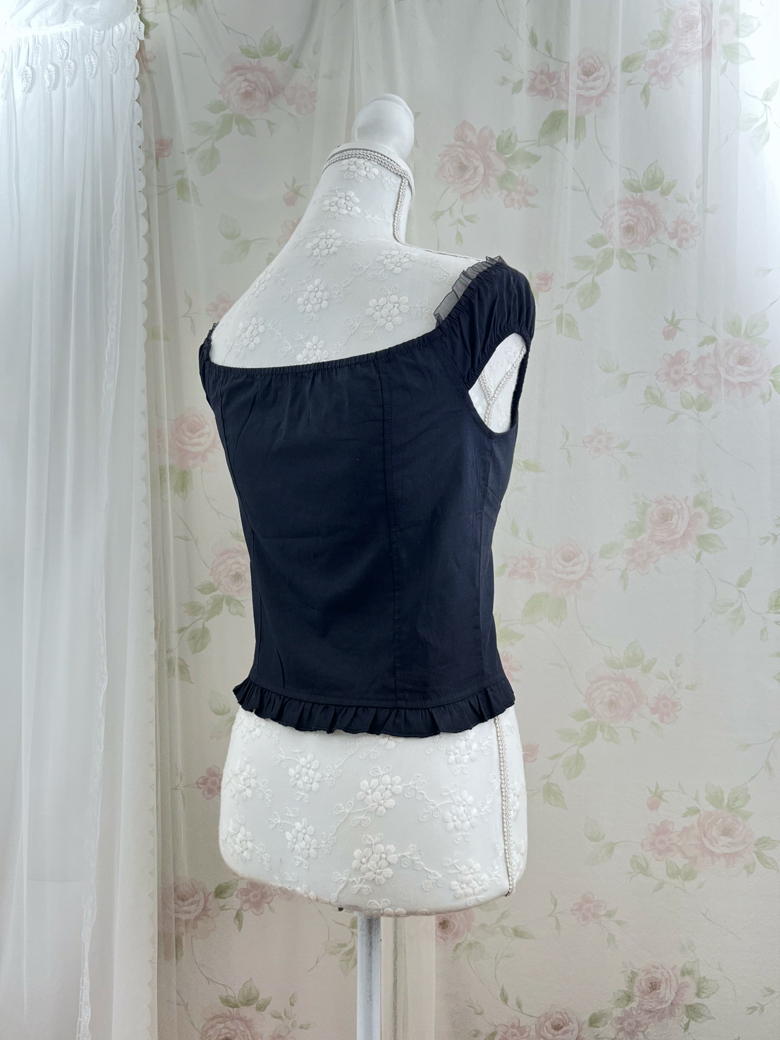 Cotton Princess Blouse (Black)