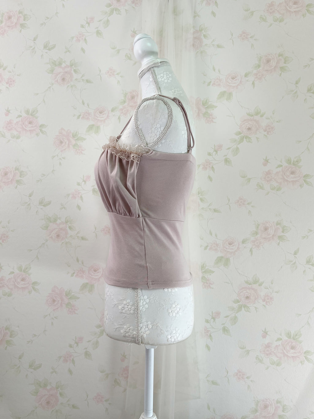 Dream Vision Gathered Petite Bow Camisole Top (Pink)
