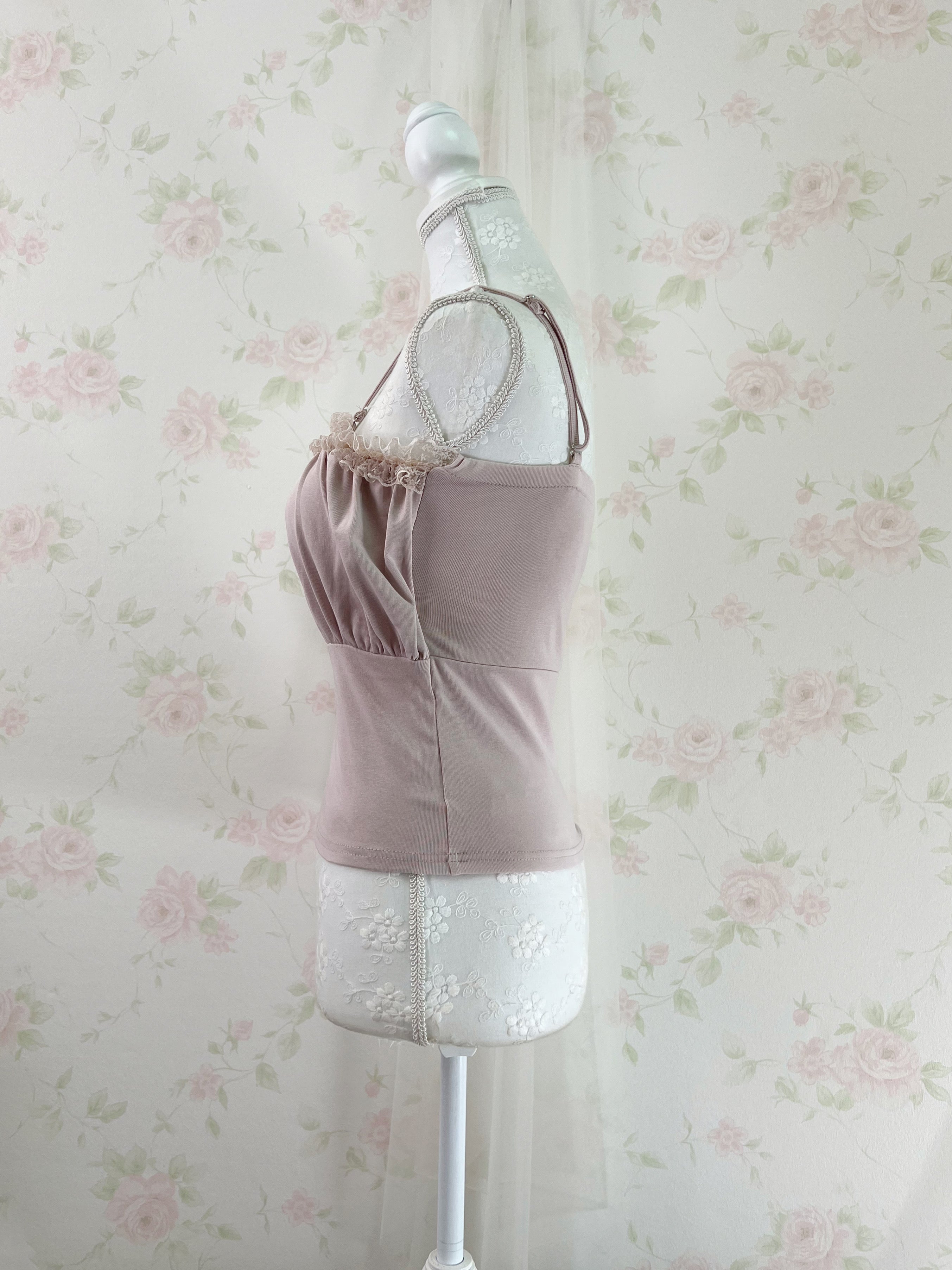 Dream Vision Gathered Petite Bow Camisole Top (Pink)