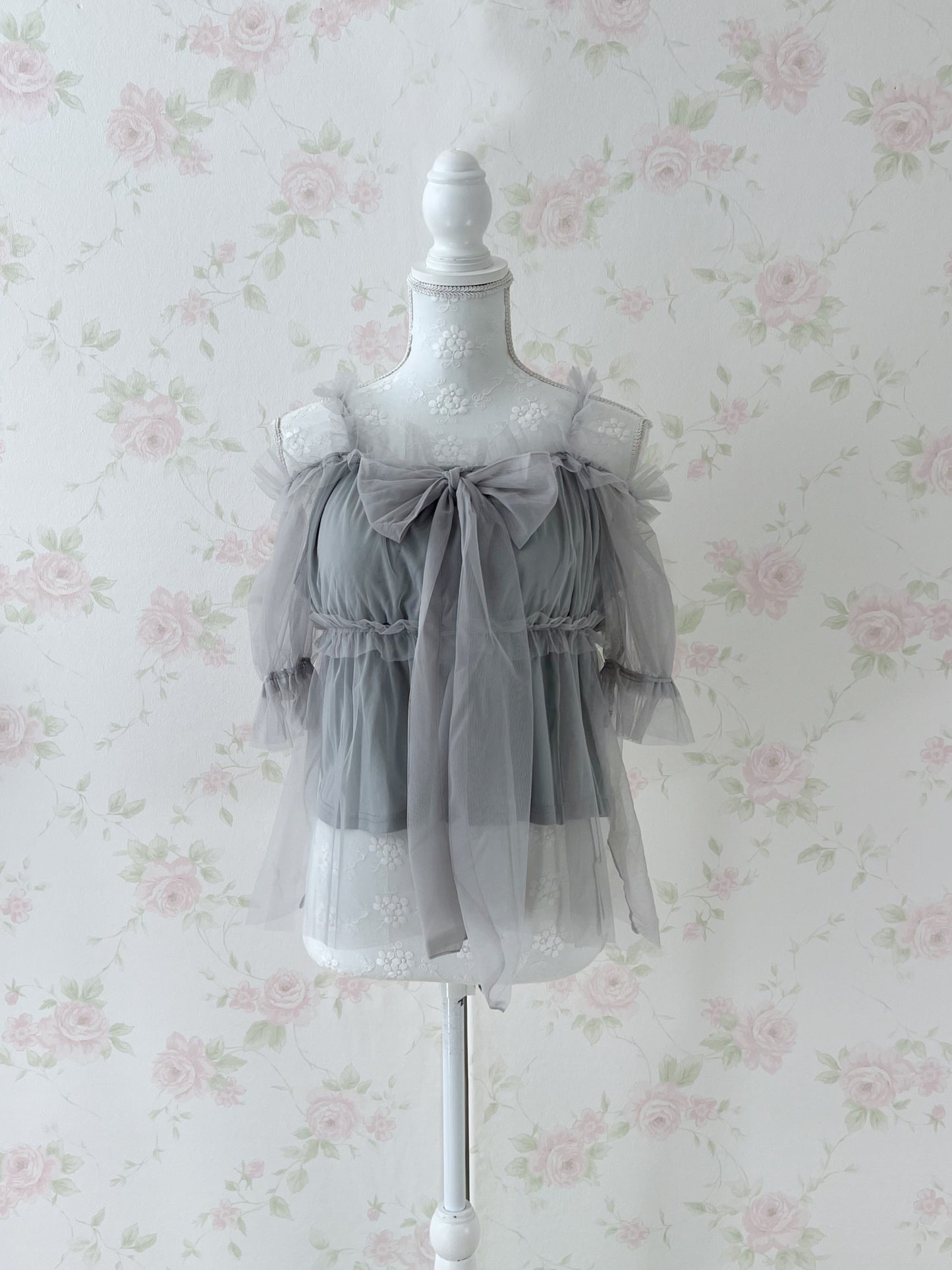(18% OFF) GRL Chiffon Bow Tunic Top (Gray)