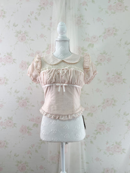 NoGenki Back Bow Girly Blouse (Peach Pink)