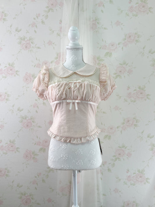 NoGenki Back Bow Girly Blouse (Peach Pink)