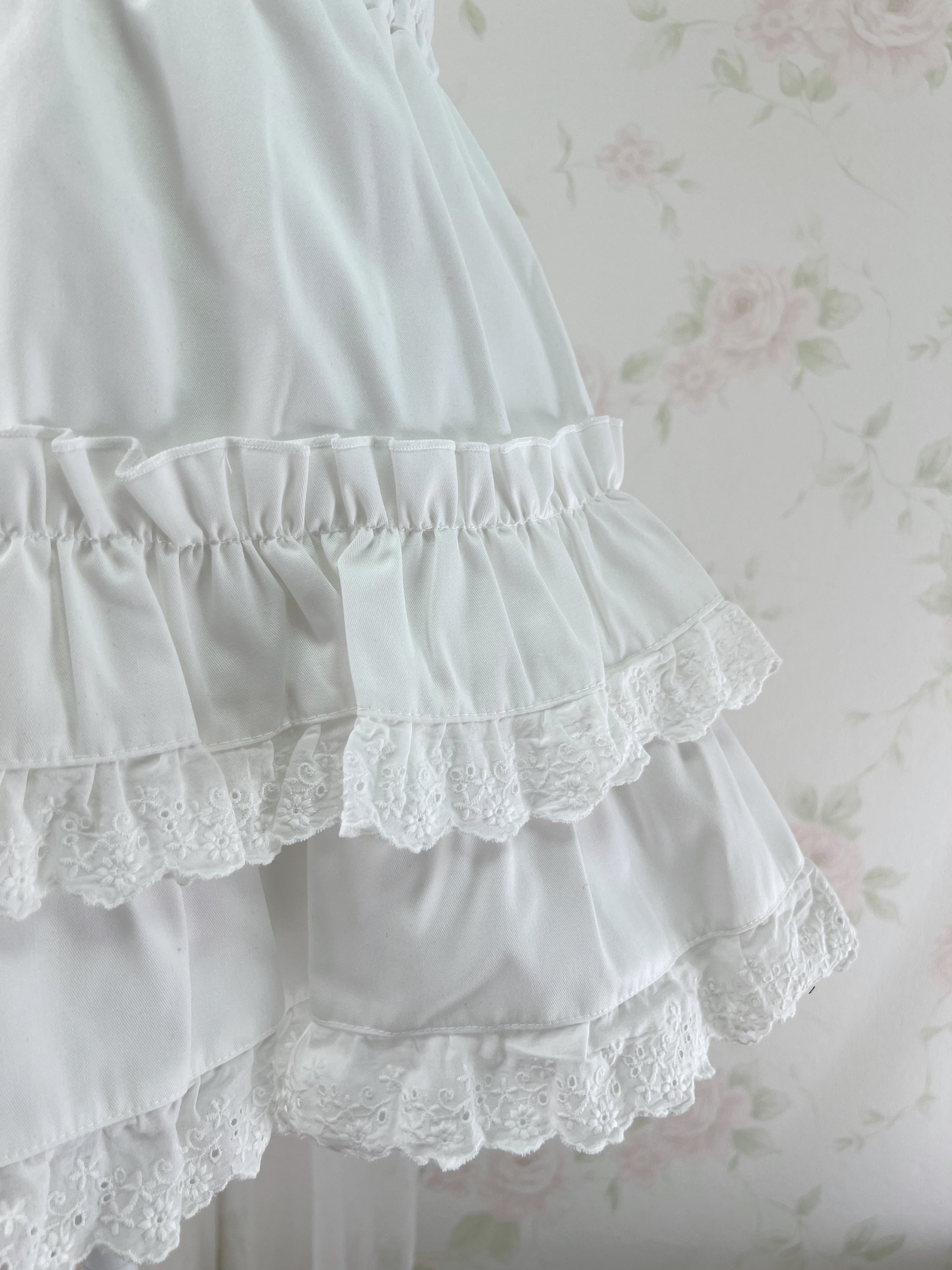 Cotton Lace Hem Skirt (White)