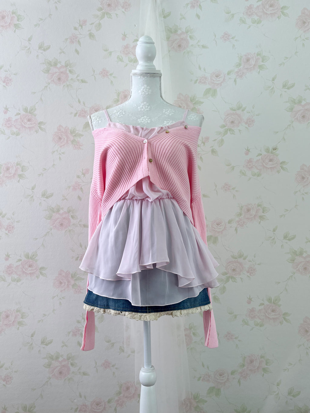 Princess Sleeve Cardigan (Candy Pink)