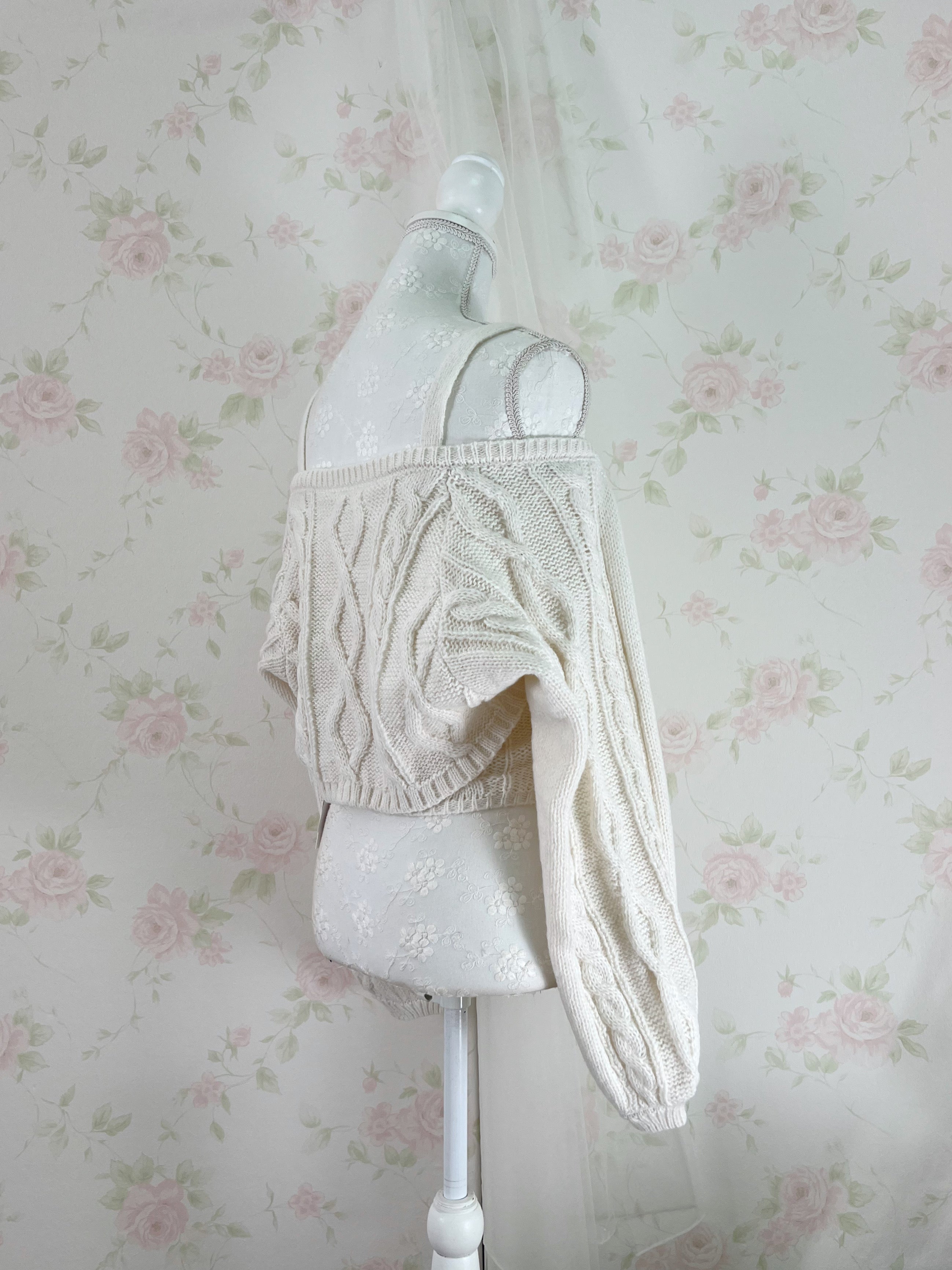 Cardigan Moe Sleeve Camisole Set (Ivory)