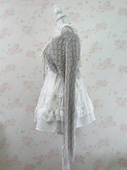 GRL Frilled Strap Tiered Dress (White)