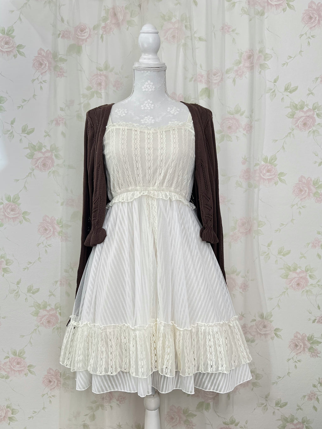 axes femme POETIQUE Striped Tulle Camisole Dress