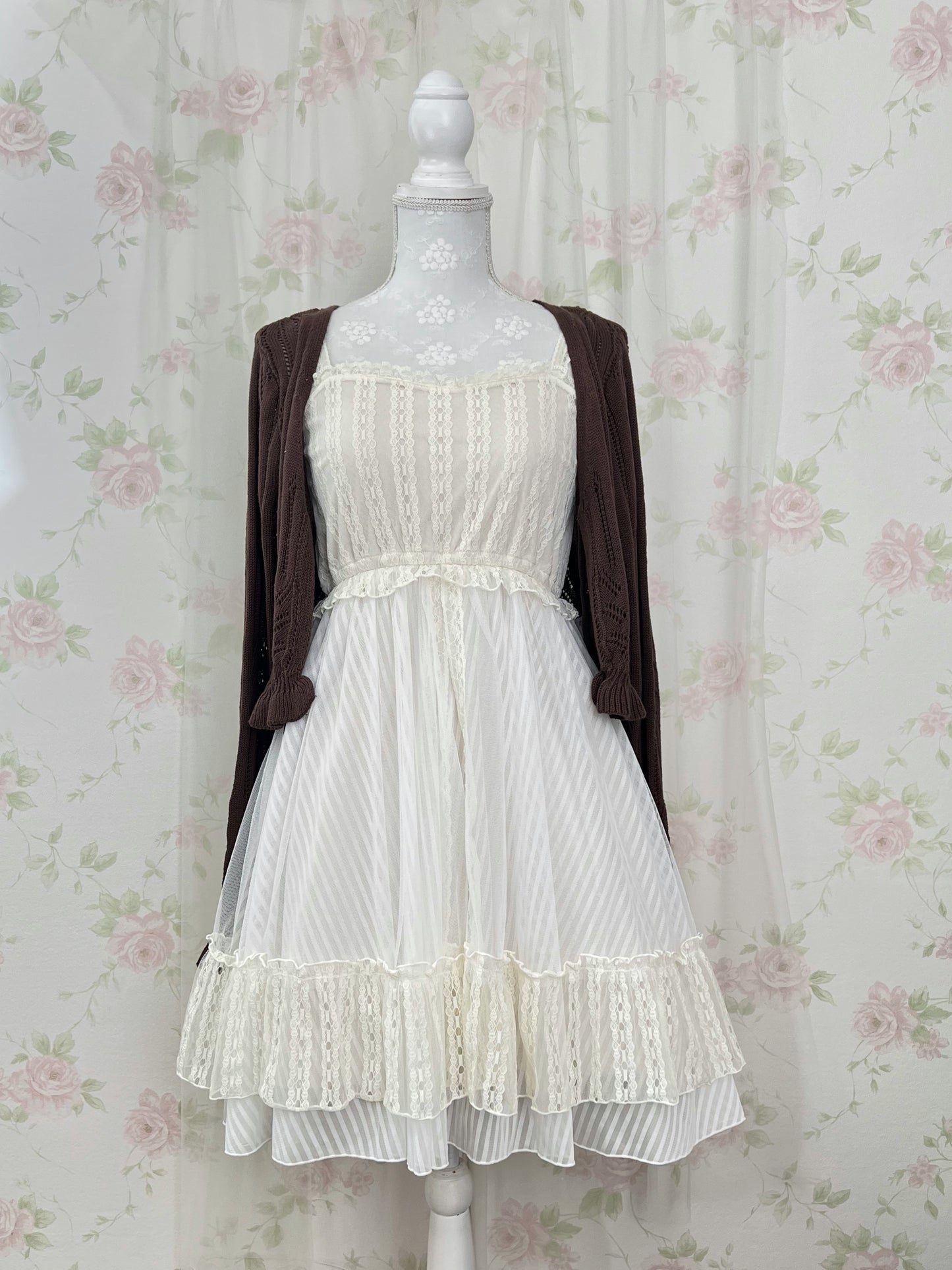 axes femme POETIQUE Striped Tulle Camisole Dress