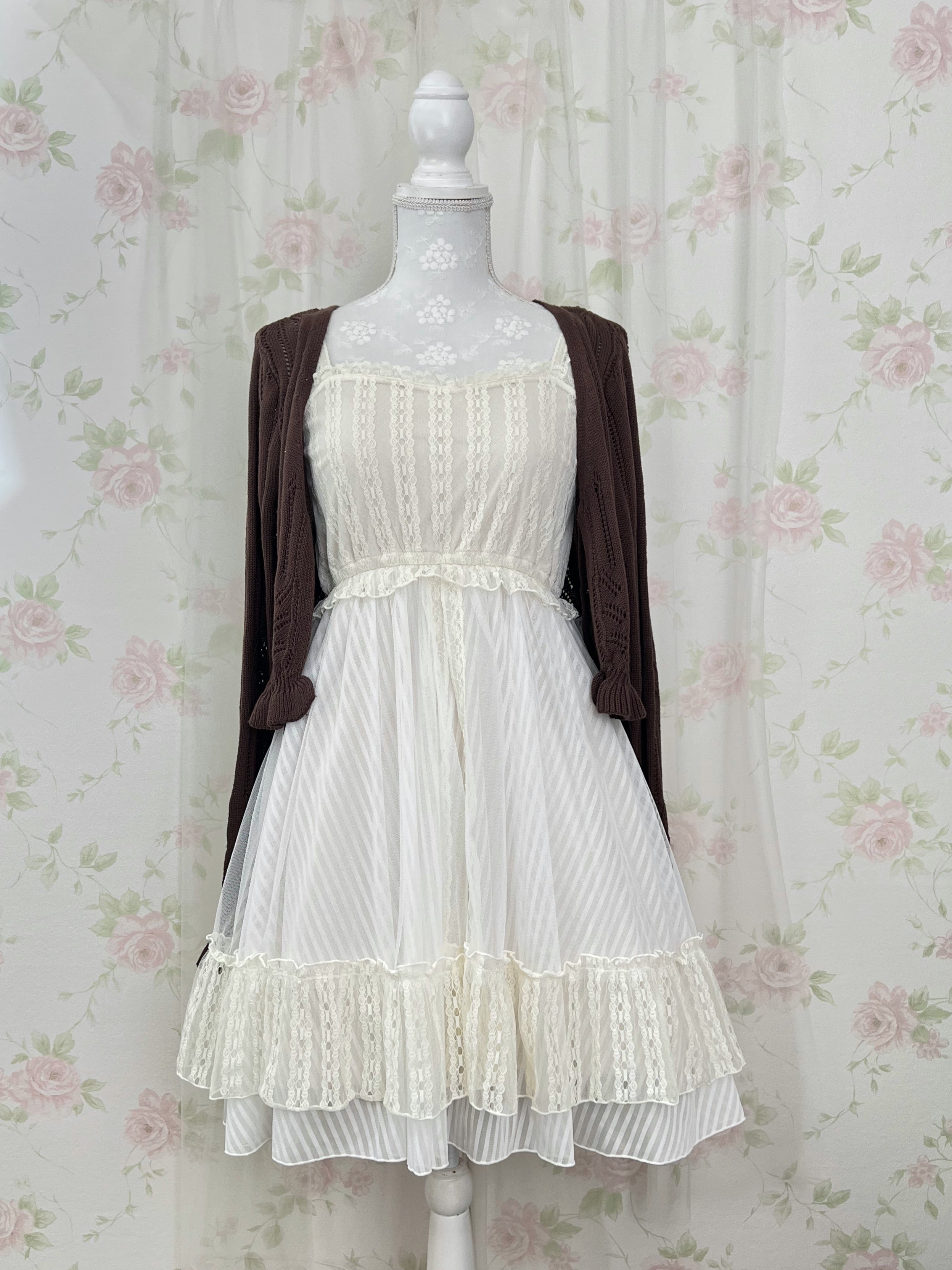 axes femme POETIQUE Striped Tulle Camisole Dress