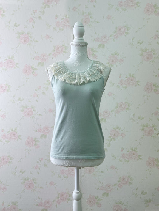 earth music & ecology Lacy Collar Tank Top (Mint Green)