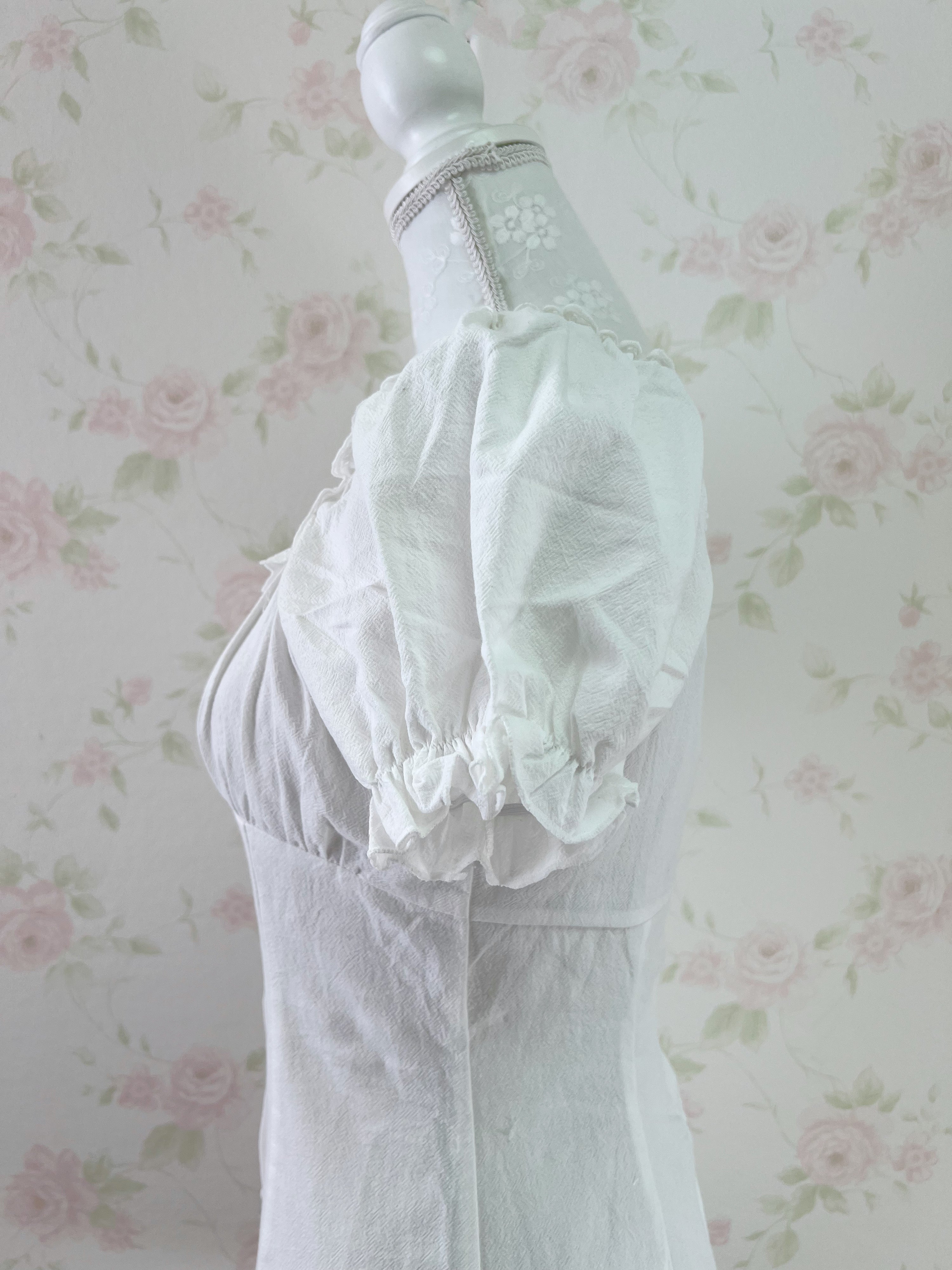 GRL Puff Sleeved Pencil Cotton Dress (White)