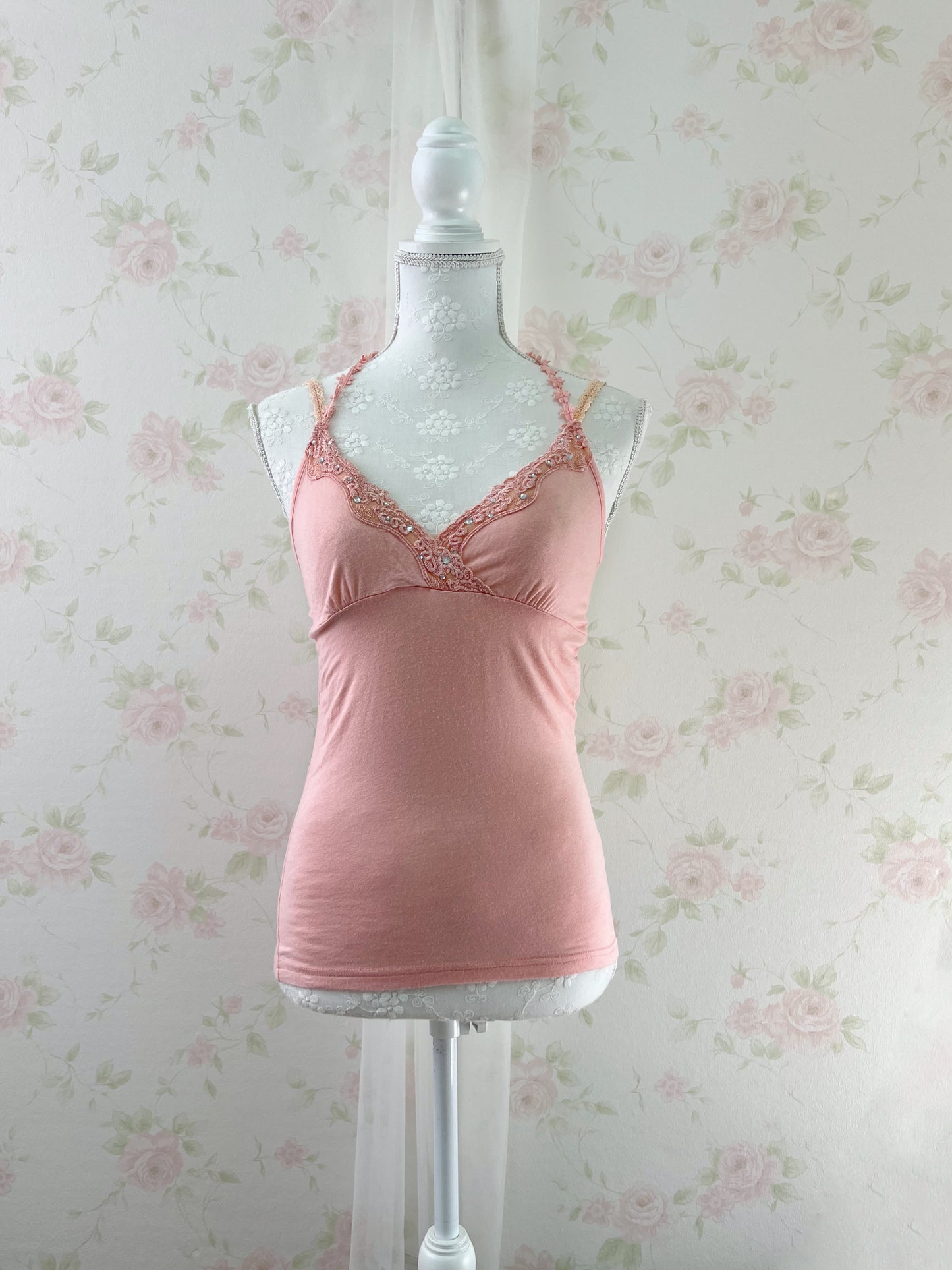 One Way Y2K Line Stone Halter Neck Camisole