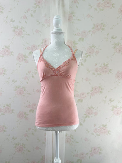 One Way Y2K Line Stone Halter Neck Camisole