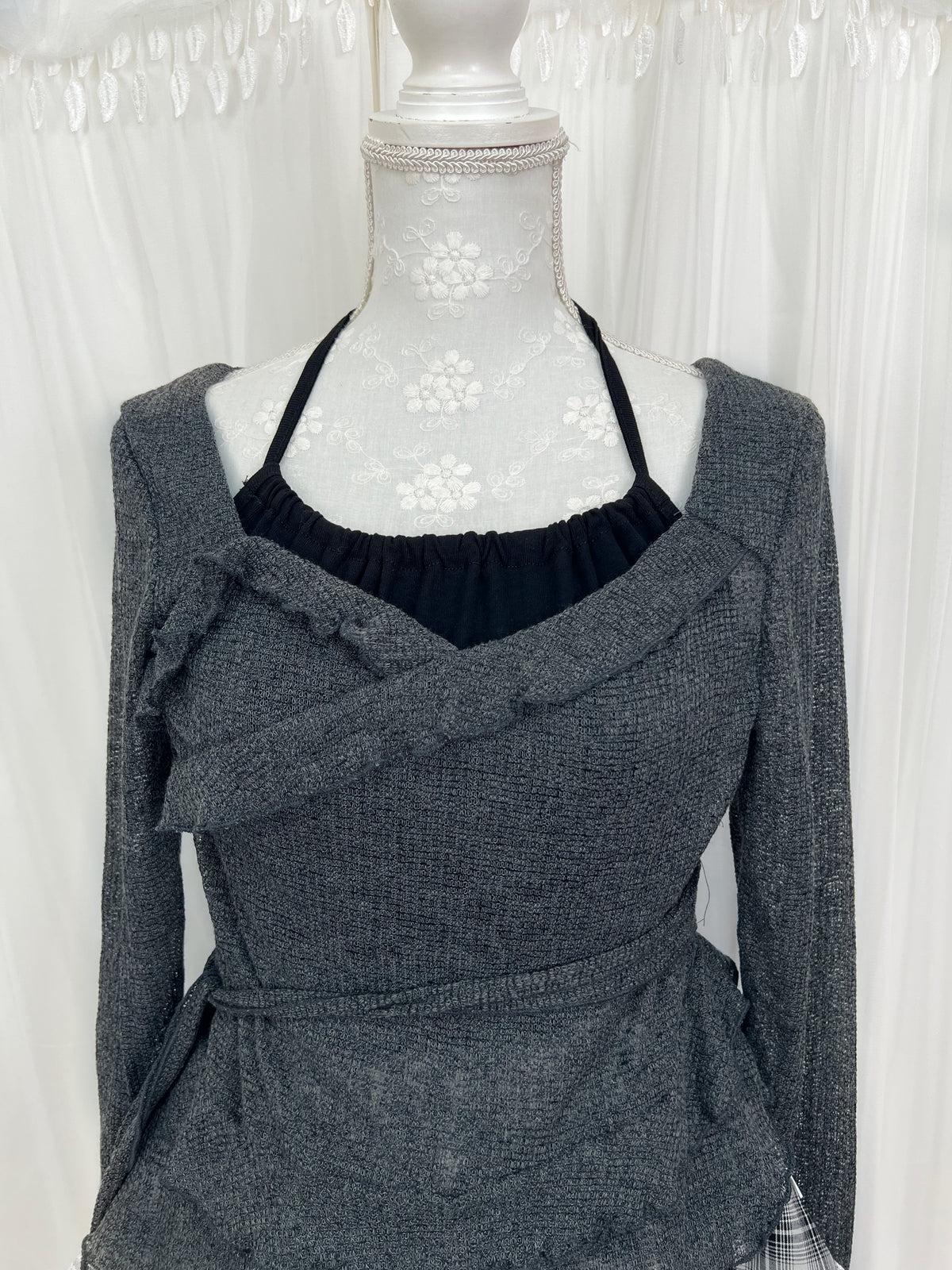 Halter neck Layered Like Top (Gray)