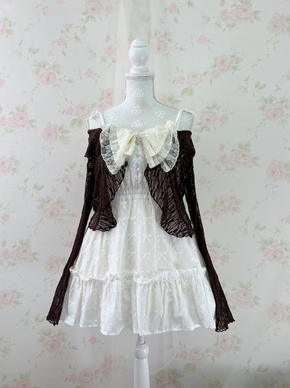Clear Lacy Ruffled Cardigan (Brown)