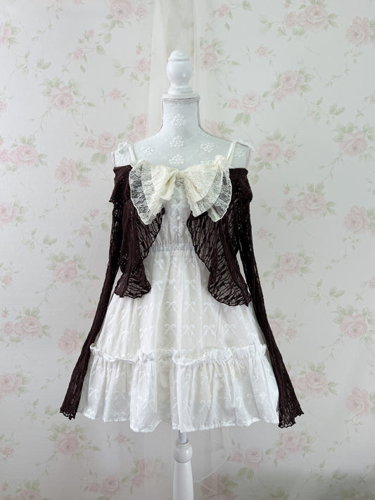 Clear Lacy Ruffled Cardigan (Brown)