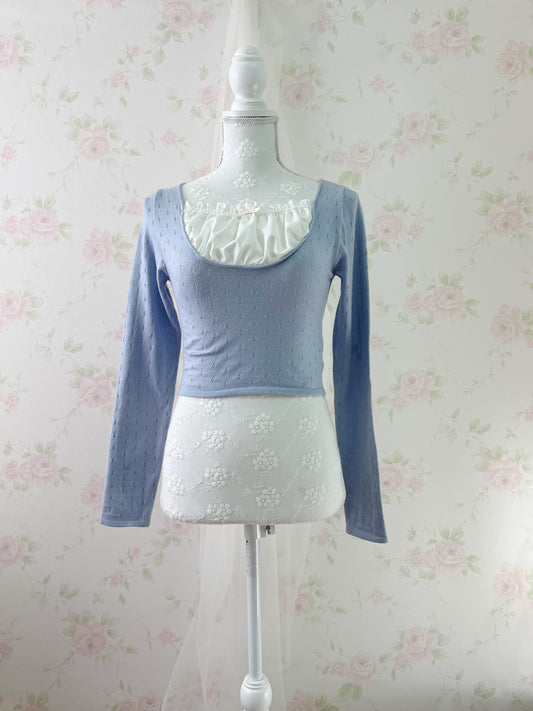GRL Milkmaid Soft Long Sleeved Top (Blue)