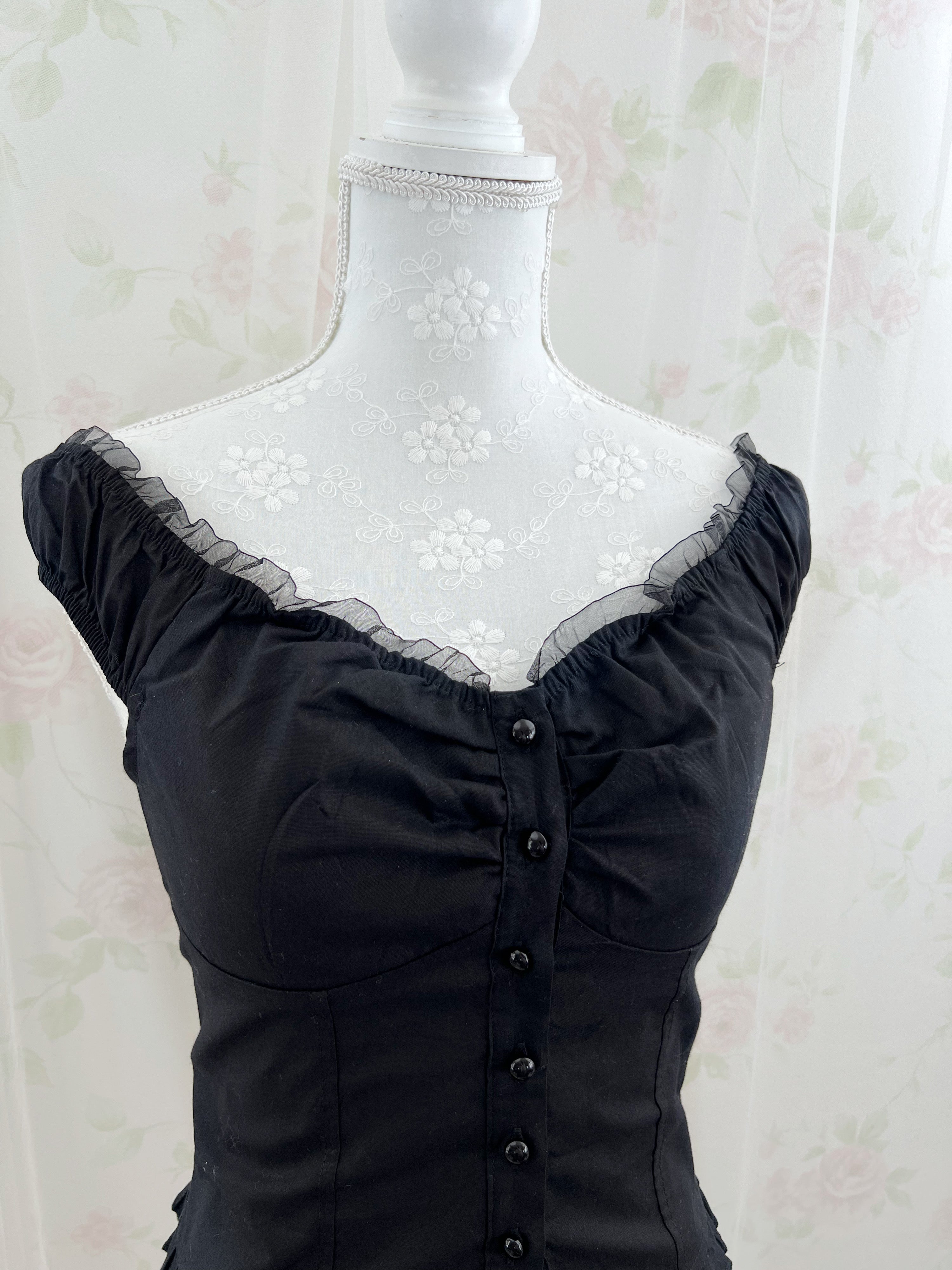 Cotton Princess Blouse (Black)