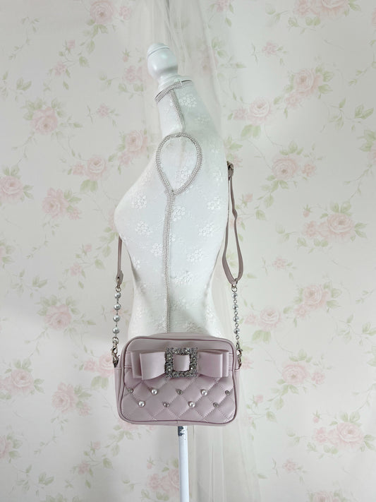 NOEMIE Crystal Buckle Pearl Shoulder Bag (Grayish Pink)