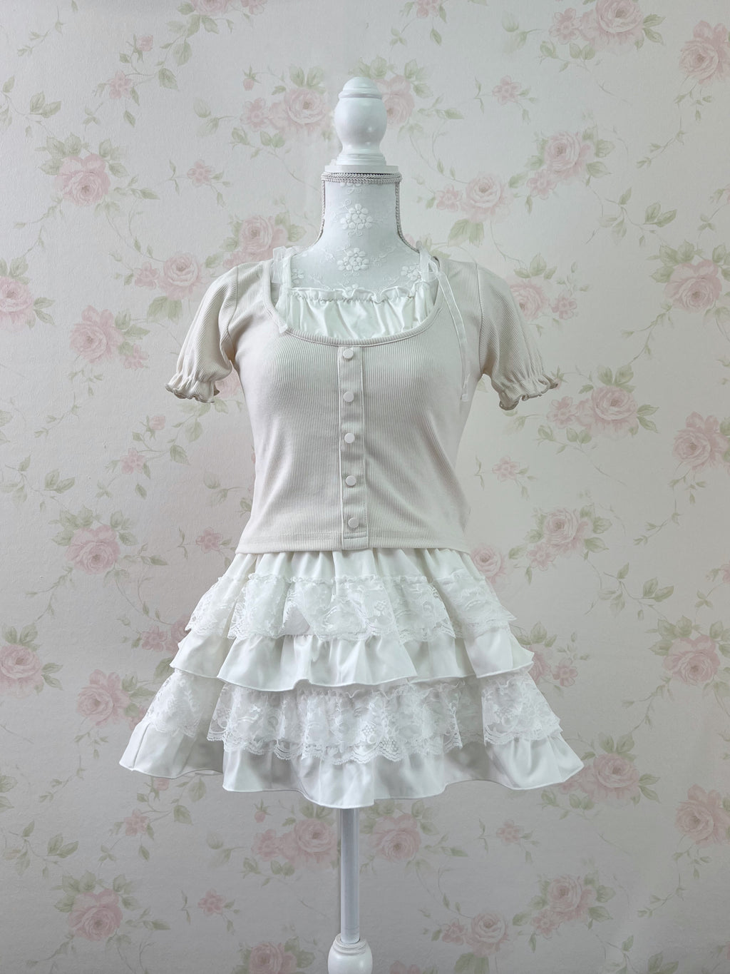 Milk Maid Organdy Bow Top (Beige)