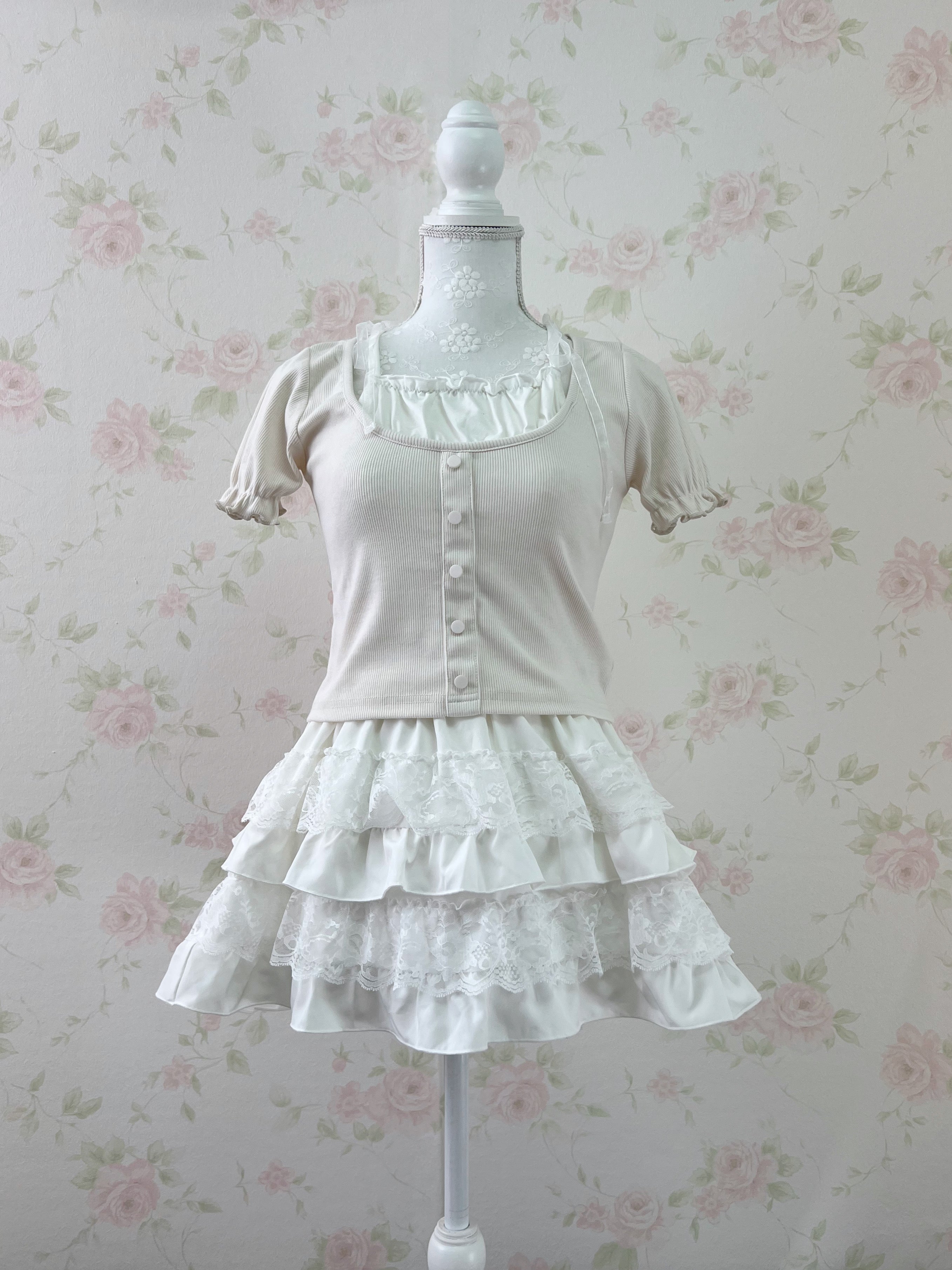 Milk Maid Organdy Bow Top (Beige)