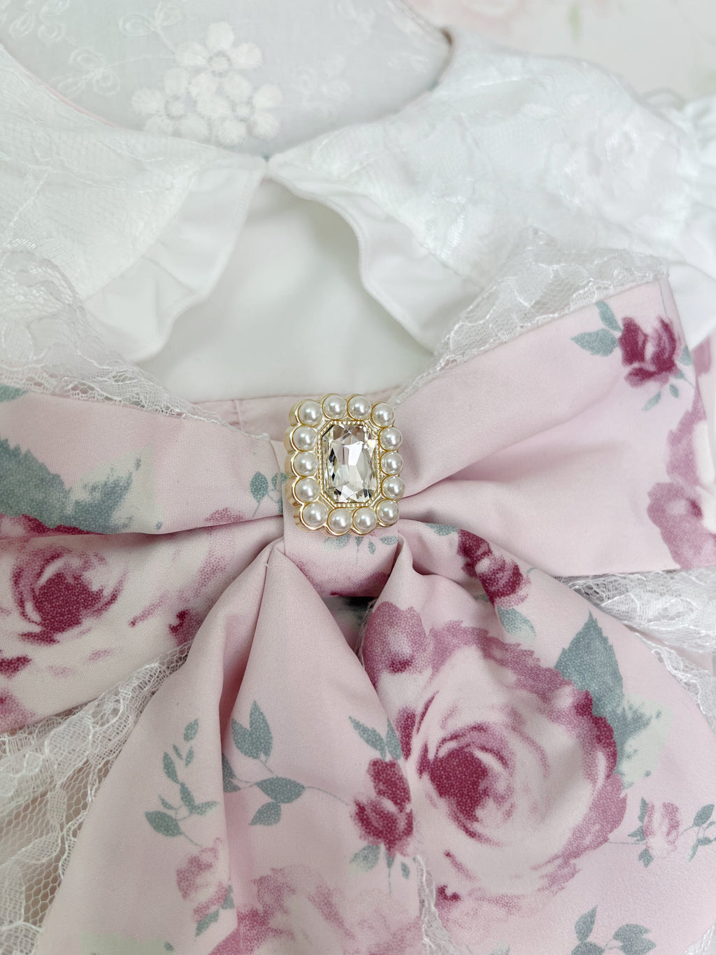 majoretty Floral Lace Collar Dress (Pink)