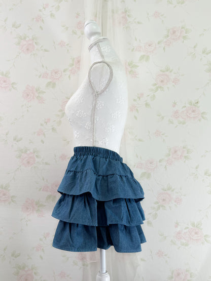Olive des Olive Side Tiered Denim Skirt