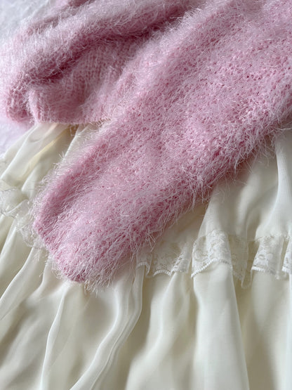 (20% OFF) GRL Shaggy Loose Sweater (Candy Pink)