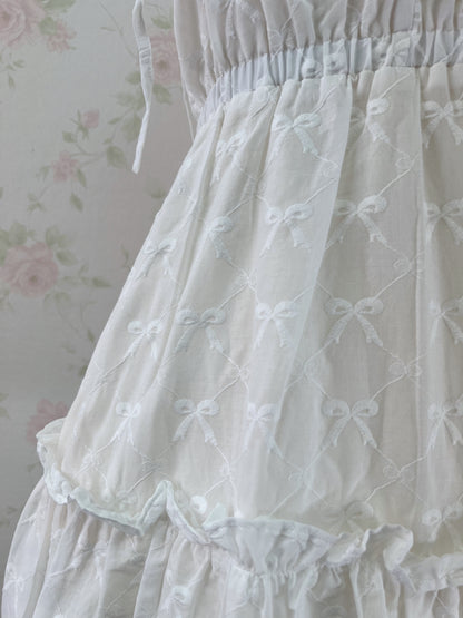apres jour Ribbon Pattered Cotton Dress (Ivory)