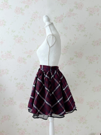 Ank Rouge Checked Flare Skirt (Red)