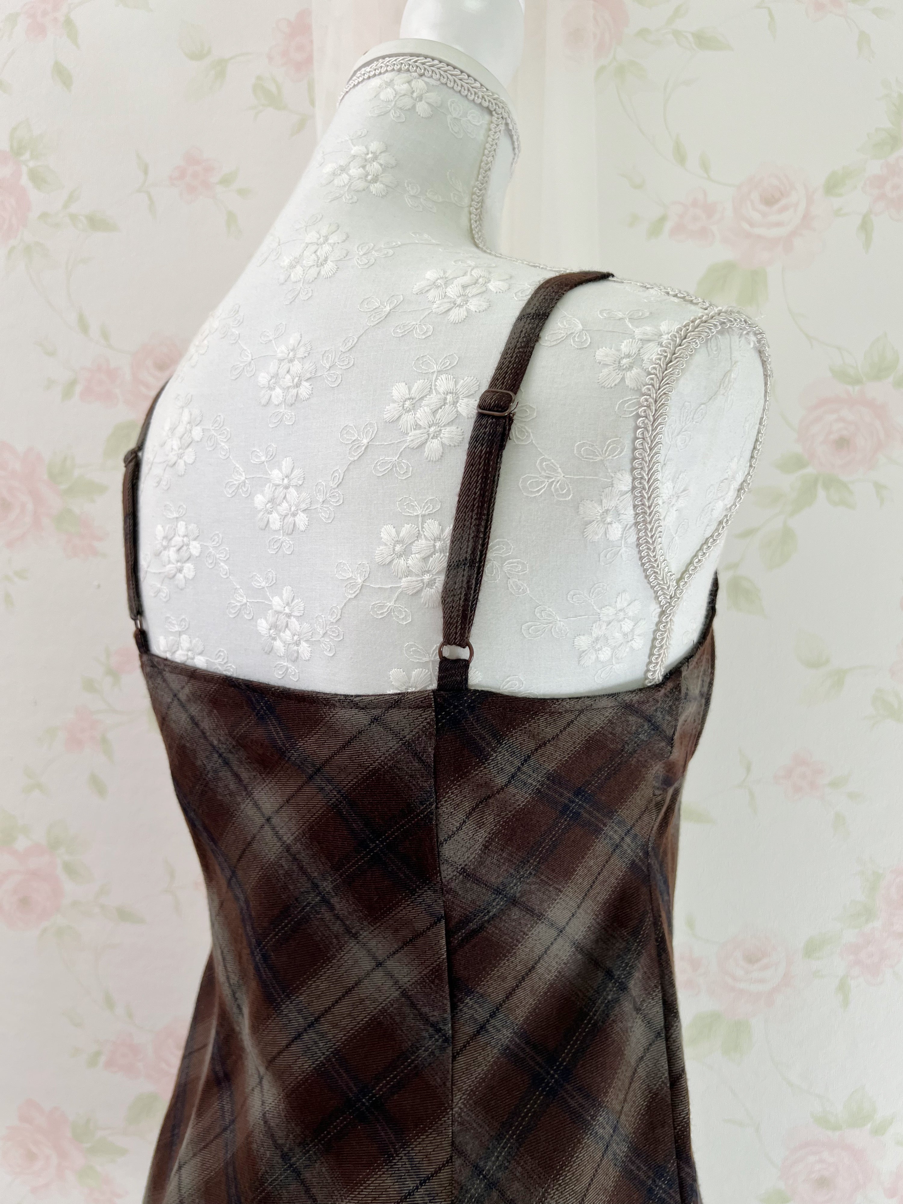 Camisole Checked Dress (Chocolate)