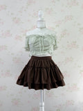 2 Way Shoulder Lacy Top (Mint Green)