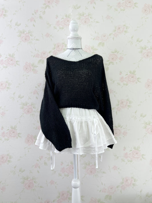 GRL Soft Loose Gyaru Sweater (Black)