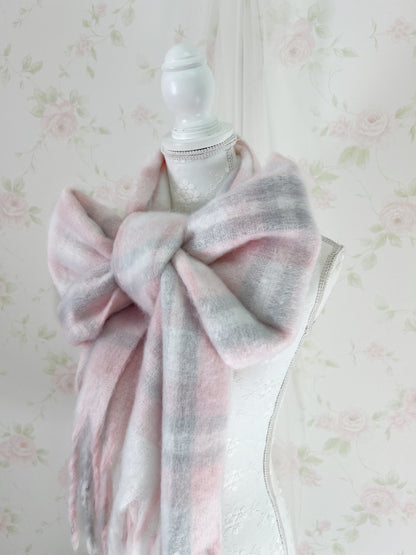 Shoujo Checked Scarf (Pink X Gray)