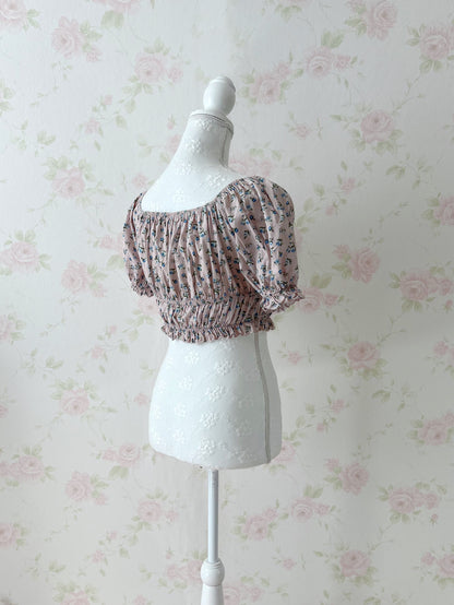 Treaturself Floral Cotton Short Top (Pink)