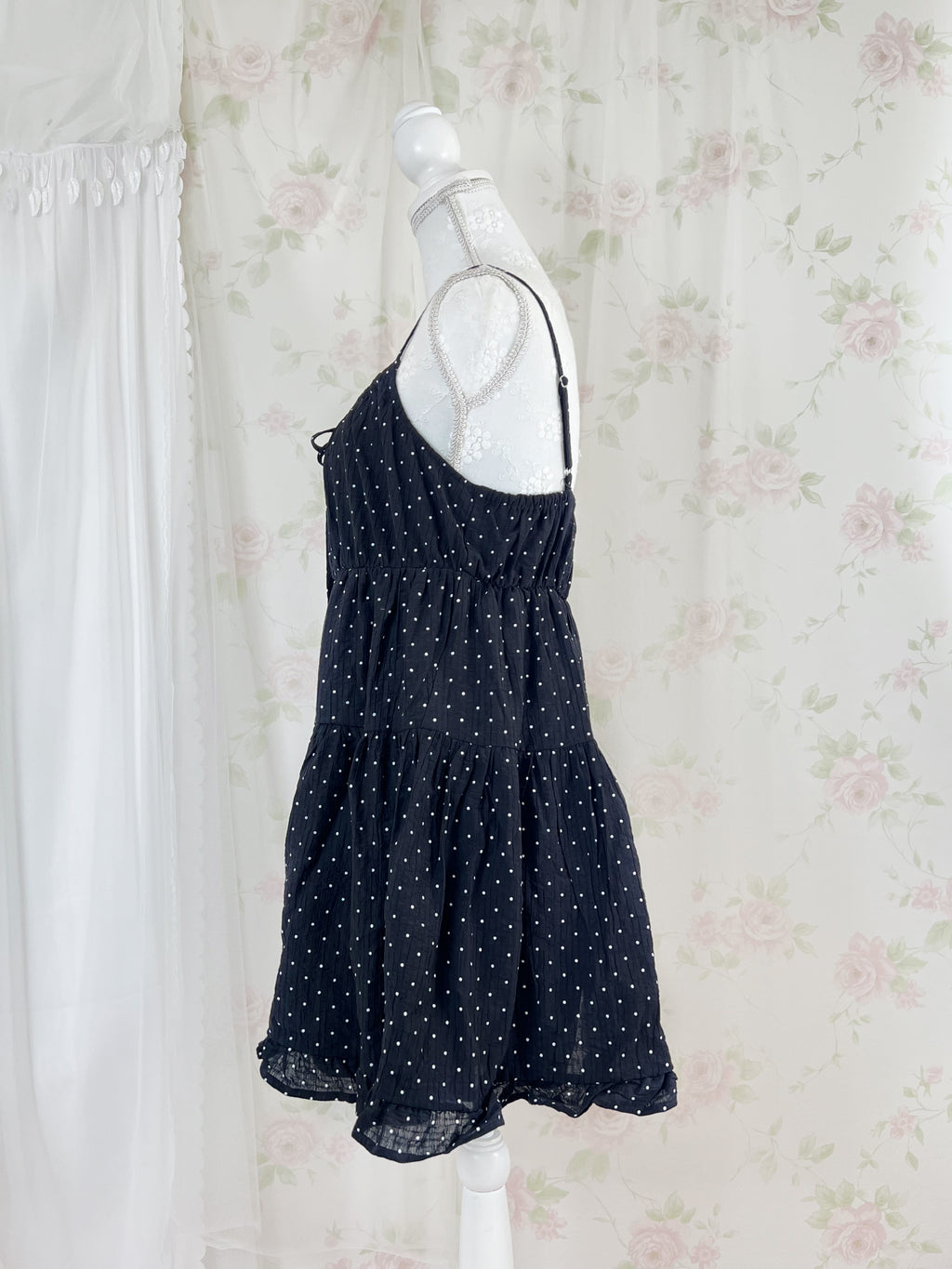 Polka Dot Shoujo Camisole Dress (Black)