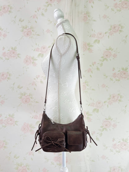 GRL Ribbon Shoulder Bag (Chocolate)