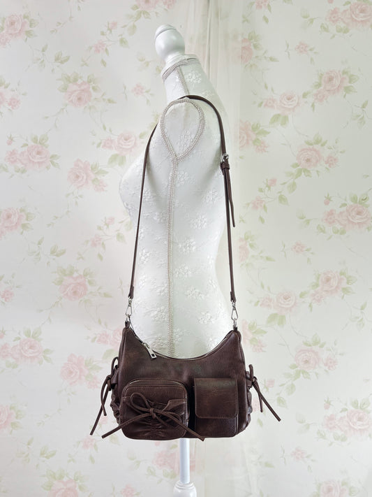 GRL Ribbon Shoulder Bag (Chocolate)