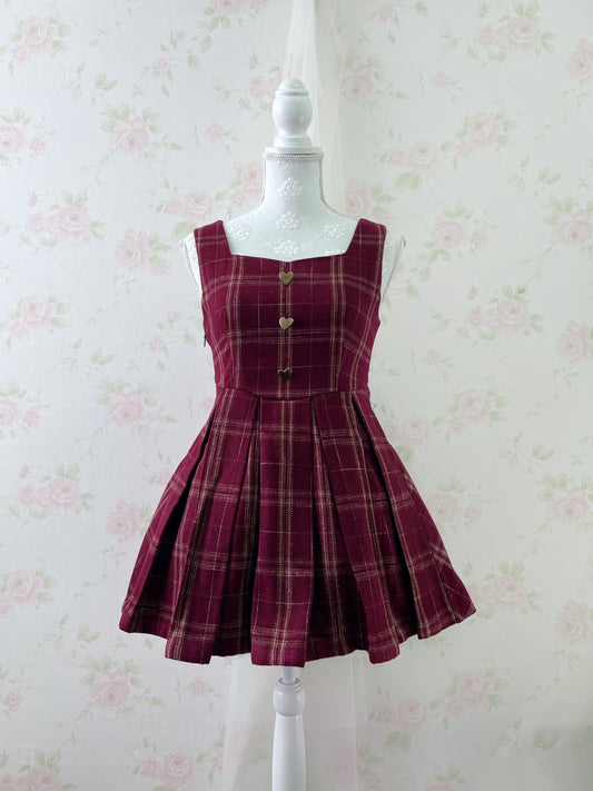 bobon21 Heart Button Jumper Mini Dress (Bordeaux)