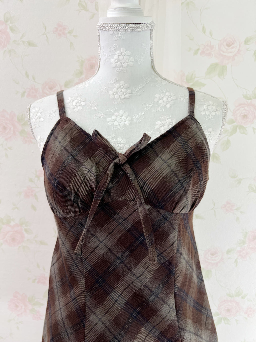 Camisole Checked Dress (Chocolate)
