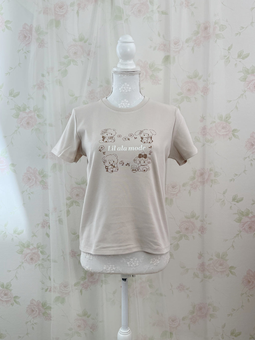 mikko Lil ala mode Printed T-Shirt (Milk Coffee)