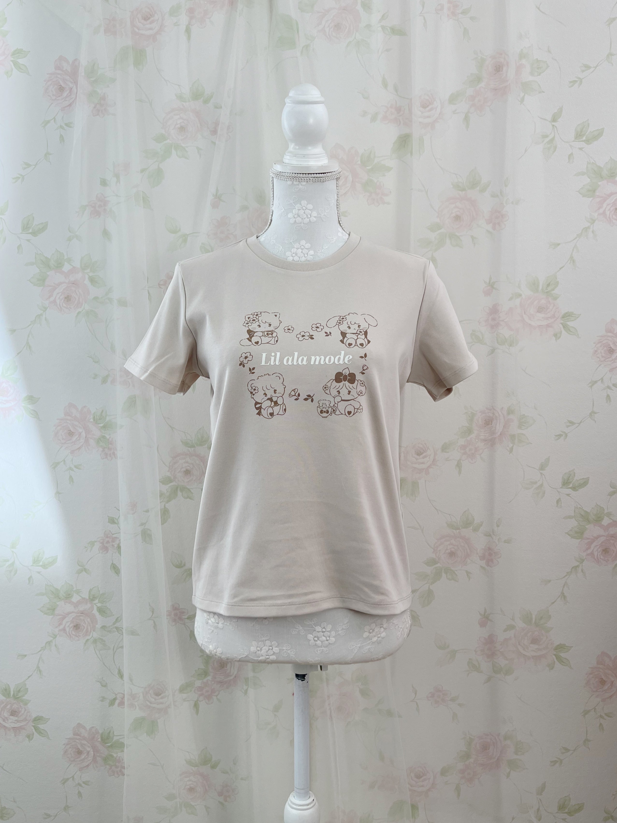 mikko Lil ala mode Printed T-Shirt (Milk Coffee)