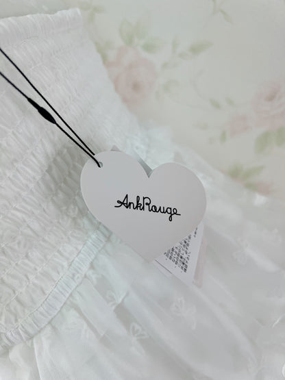 Ank Rouge Bow Patterned Pearl Strap Dress (Pure White)