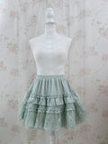 axes femme Lace Hem Chiffon Skirt (Mint Green)