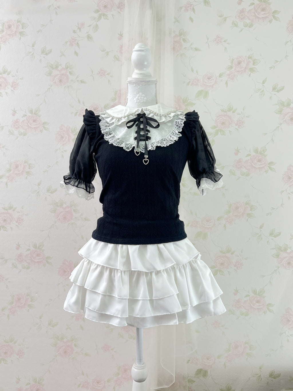 High Waist Tiered Skirt (White)