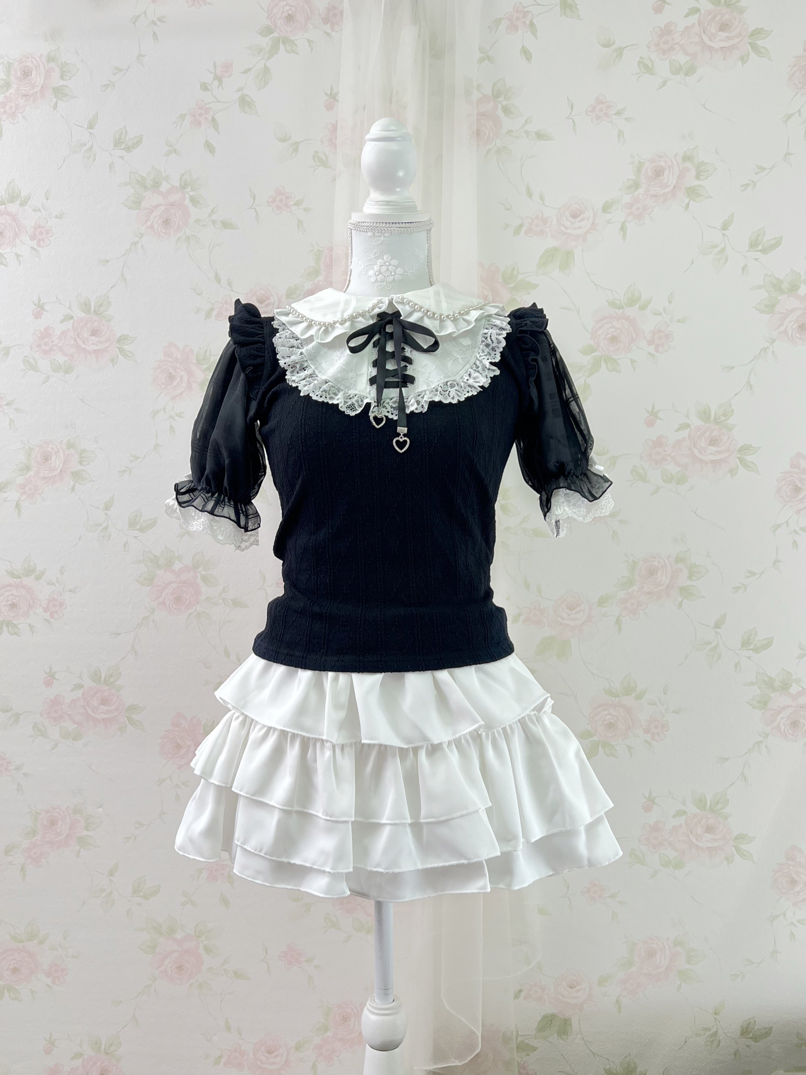 High Waist Tiered Skirt (White)