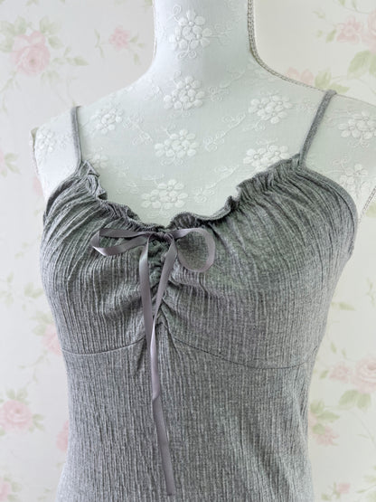 GRL Side String Camisole & T-Shirt Set (Gray)