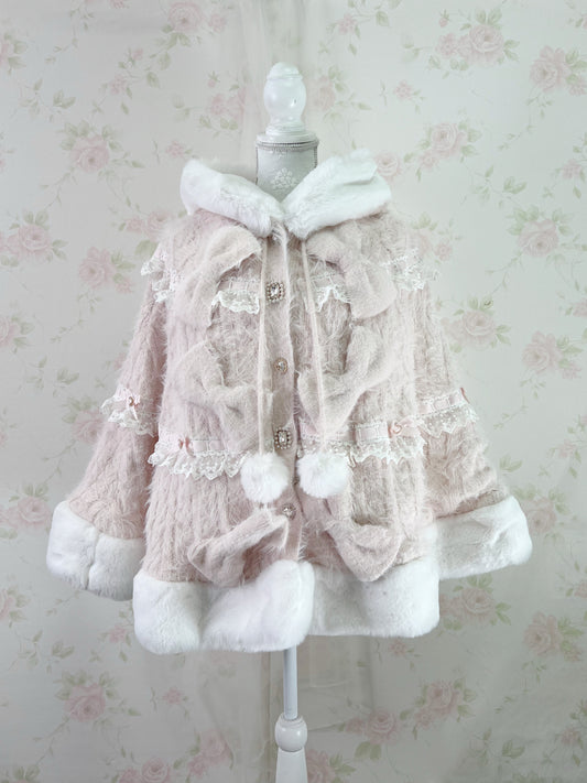 LIZ LISA Big Bow Lace Poncho Coat (Pink)